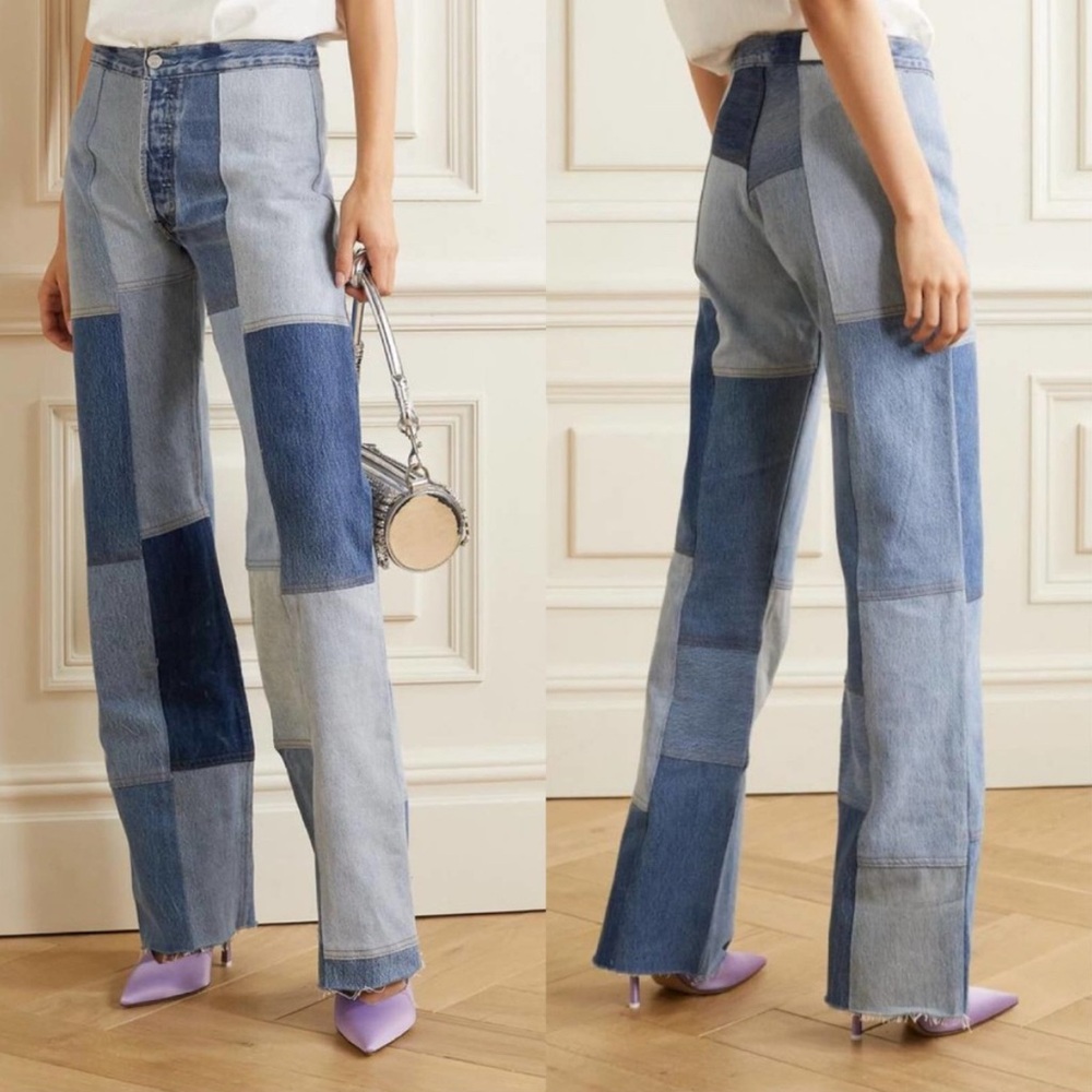 Re/Done Levi's Amina Muaddi Patchwork High Rise Jeans